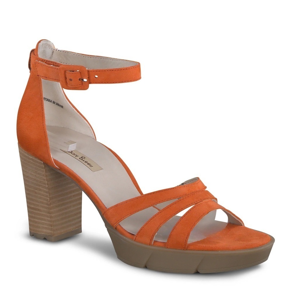 New Paul Green Sassy Platform Heel Sandals Orange Suede UK 5 US 7.5